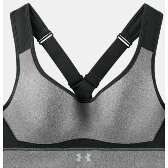 Under Armour 1313285 020 Womens Sz 36D Heather Gray/Black High Impact Sports Bra - Picture 1 of 4